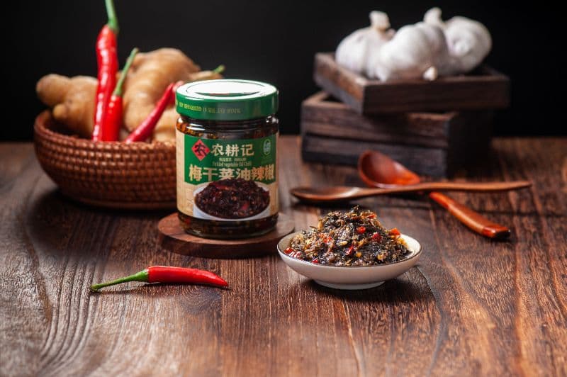 Pickled mustard greens with chili oil